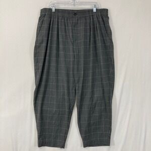 Madewell Plaid Trousers 2X Gray Windowpane Drapey Pull On Crop Pants Preppy